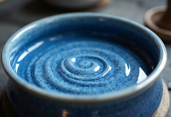 Close up image of blue porcelain