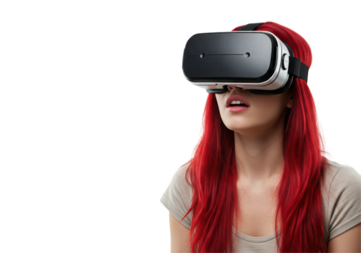 Isolated Woman Wearing Virtual Reality Headset - Powered by Adobe