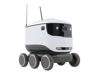 Delivery robot 3d illustration isolated on transparent or white background, png