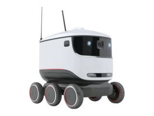 Delivery robot 3d illustration isolated on transparent or white background, png