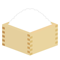 白い背景に升に入ったお米。日本の食文化のコンセプトイラスト。