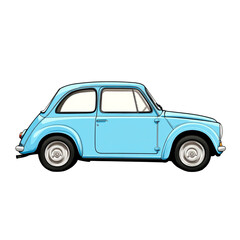Fototapeta premium Blue vintage car illustration on transparent background.