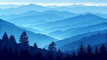 A deep-toned abstract background in various shades of blue — midnight, indigo, cobalt, sky blue, and powder blue