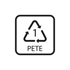 PETE Plastic Recycling Symbol Vector logo sign