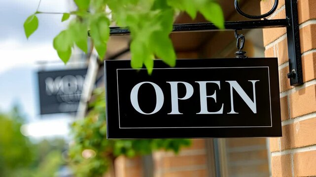 Welcome to the busy street where shops thrive with a welcoming open sign inviting customers to explore
