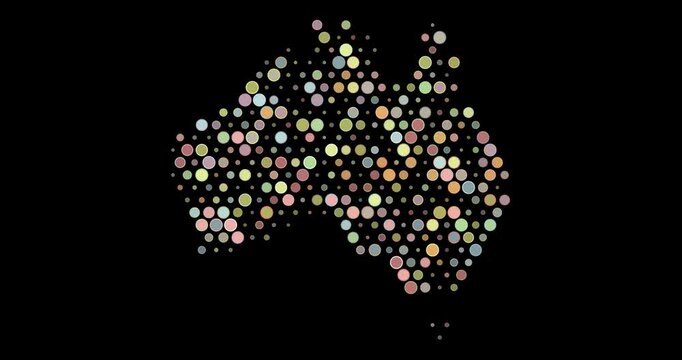 Australia Pixel Map With Motion Dots