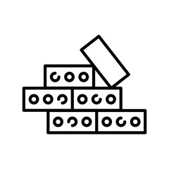 brick black line icon for digital and print projects. Building materials.