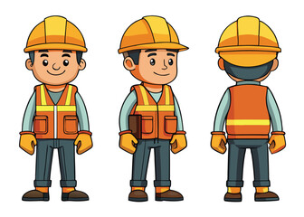 Construction Worker Turnaround Character Model Sheet
