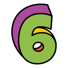 six or number 6 vector logo colorful playful design illustration
