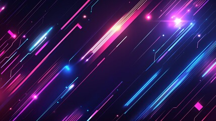 Obraz premium Abstract Neon Lines Digital Art Background