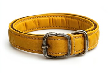 Yellow Leather Belt with Silver Buckle