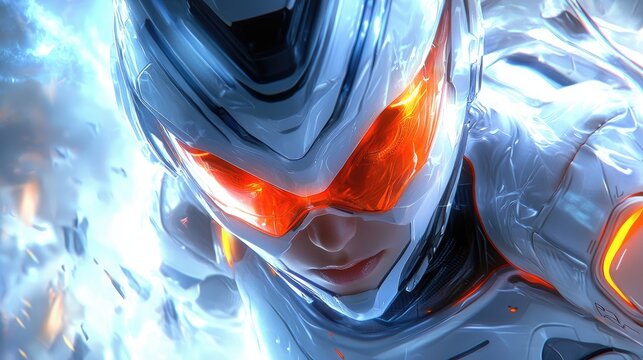 Futuristic Warrior with Orange Visor