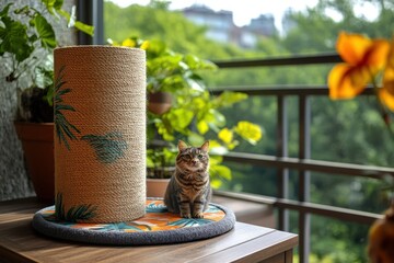 Cat on a Scratching Post