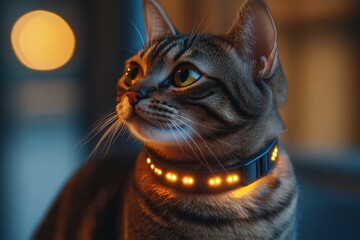Cat Wearing a Light-Up Collar
