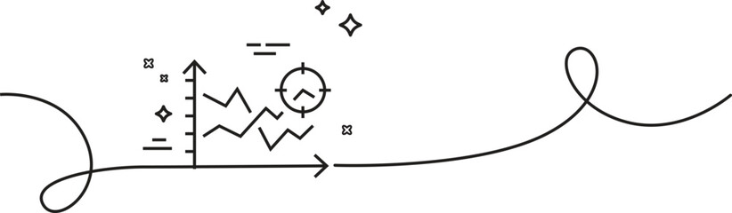 Seo analysis line icon. Continuous one line with curl. Web targeting chart sign. Traffic management symbol. Seo analysis single outline ribbon. Loop curve pattern. Vector Illustration