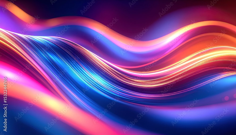 Poster abstract colorful neon background with waves