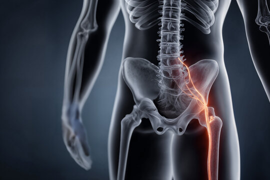 Understanding sciatica pain in human anatomy through x-ray view