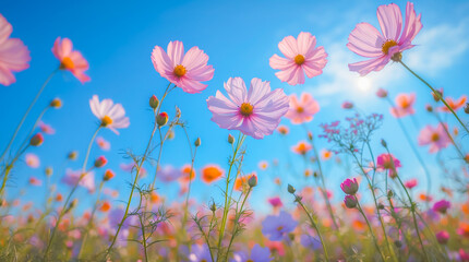 cosmos is blooming beautifully in the garden.