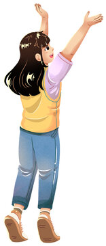 Girl Giving Hand Signal During Gotong Royong Illustration