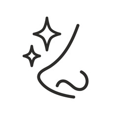 Naklejka premium nose icon, smooth and beautiful nose, perfect shape, skin shine, thin line vector illustration eps10