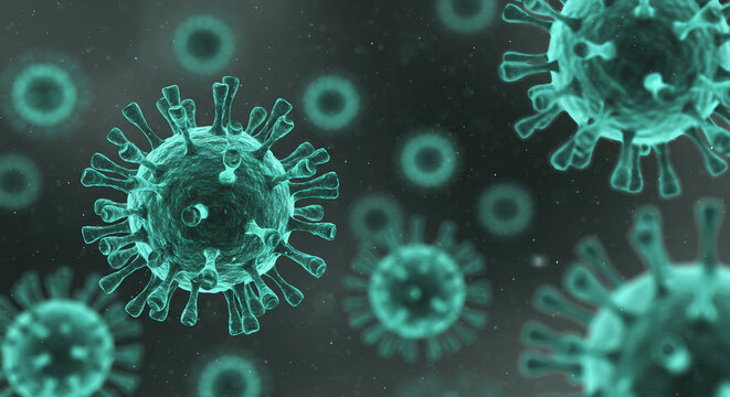 Microscopic View of Virus Cells Understanding the 2019-nCoV Flu Virus and its Impact on Human Health. A Detailed Exploration of Virus Structure and Infection Mechanisms.