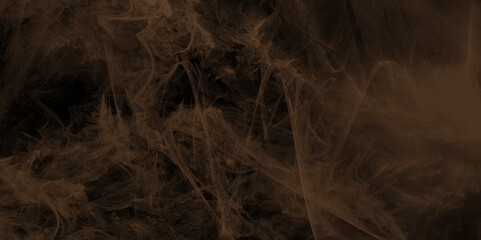 Abstract swirling smoke texture on black background . brown and black smoke aquarelle smudge illustration smooth grungy smokey light pastel colors ink glow. brown color powder explosion
