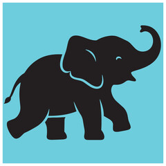 Obraz premium Black elephant silhouette on blue background simple design vector illustration perfect for branding
