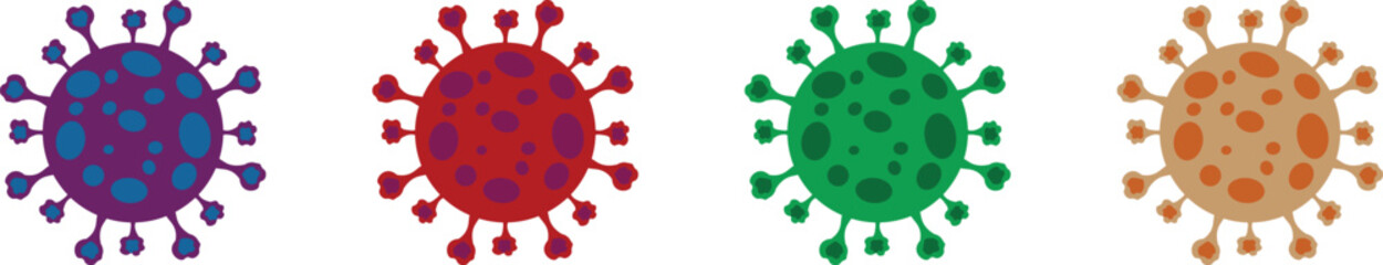 Colorful Virus Cell Icons Set