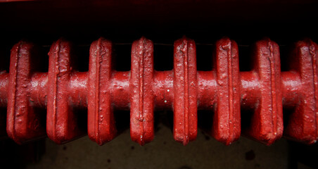 close-up of old red heater core