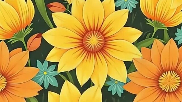 Retro 1970s Floral Animation Loop for Vintage Social Media Overlay 4K