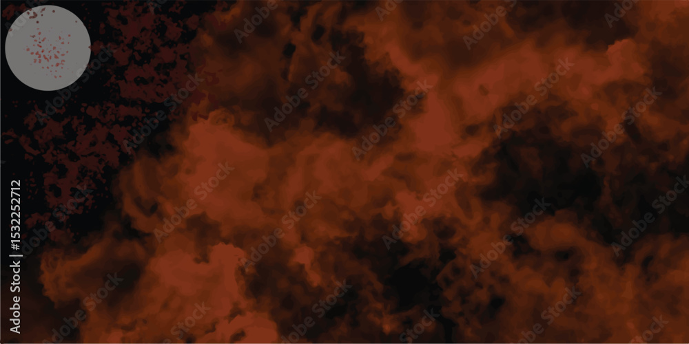 Wall mural abstract composition featuring dark atmospheric orange clouds with a hint of subtle elements evoking