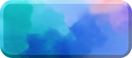 Blue watercolor button with rounded edges on transparent background