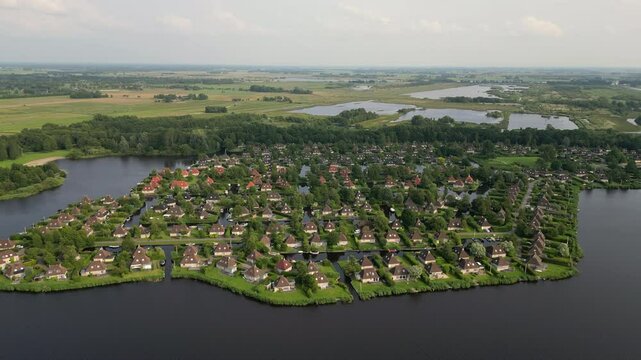 Aerial view over the historical center of Dokkum, Netherlands