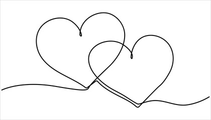 Heart and love sign continuous one line drawing illustration. Abstract love symbol. Continuous line art drawing vector illustration