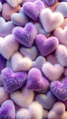 Pile of Fluffy Hearts in Pastel Shades of Pink Purple and Lavender