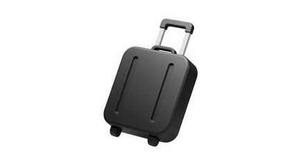 3D Render: Black Suitcase - Travel Luggage Icon, Minimalist Design, Vacation Asset
