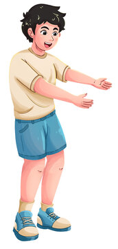 Boy Offering Help During Gotong Royong Illustration