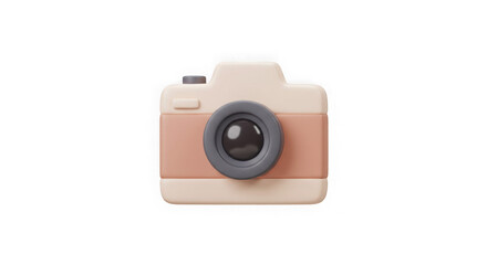 3D Rendered Camera Icon: Pastel Pink and Gray Design Element for Websites and Apps