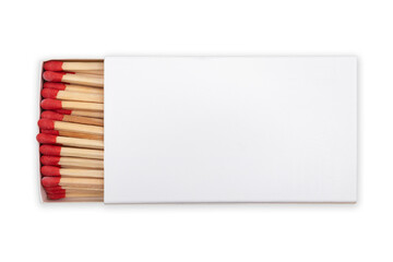 Top view of a white matchbox isolated on a clipped PNG transparent background