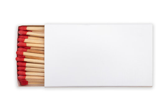 Top view of a white matchbox isolated on a clipped PNG transparent background