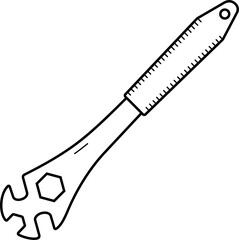Pedal wrench. Vector outline icon. 