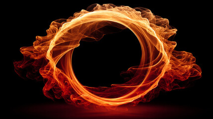 orange and red smoke streams forming circular spiral, representing energy in motion