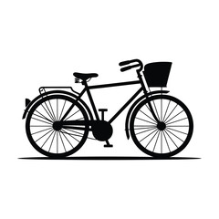 Classic bicycle silhouette with basket
