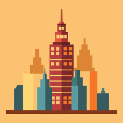 Naklejka premium Stacked city building cityscape vector on white background.