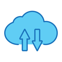 cloud upload download icon blue