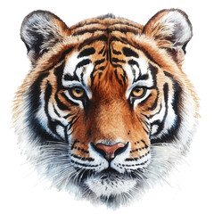 Tiger Close Up, watercolor painting vector, isolated on a white background.