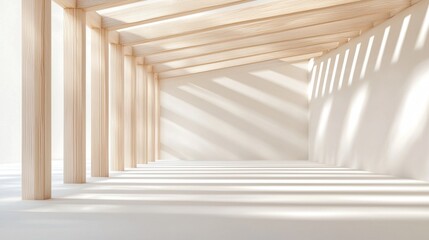 Obraz premium Modern Minimalist Wooden Structure with Natural Light and Shadows