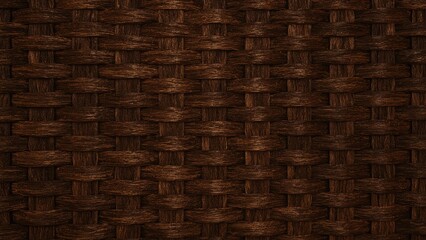 Dark brown woven rattan texture seamless pattern background