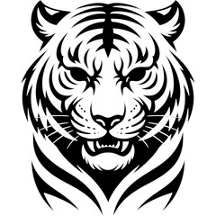 Fierce tribal illustration of a tiger  head