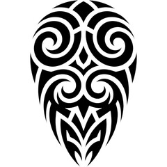 Intricate oval shaped tribal design with symmetrical swirls